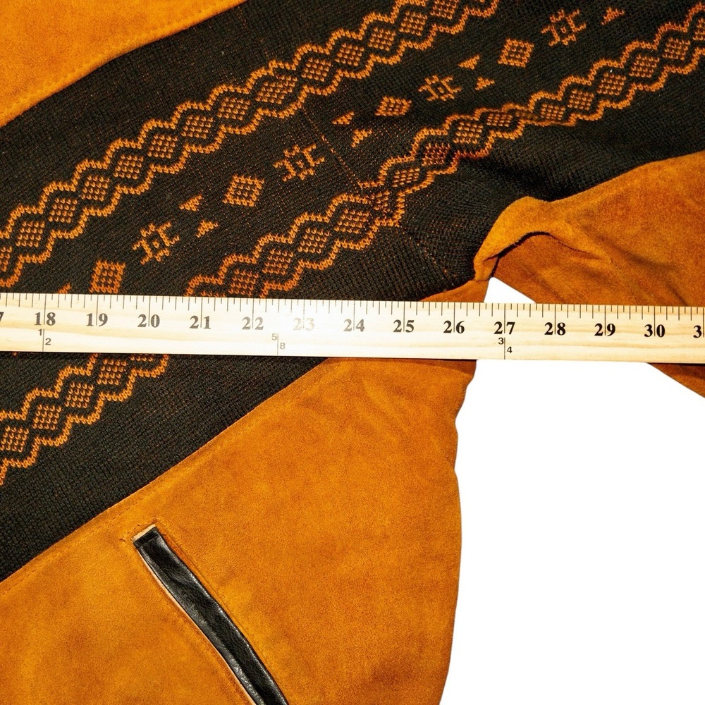 Vtg Western Aztec Navajo Leather Jacket Mens Size 52 Made‎ In Italy Southwestern - Picture 10 of 14